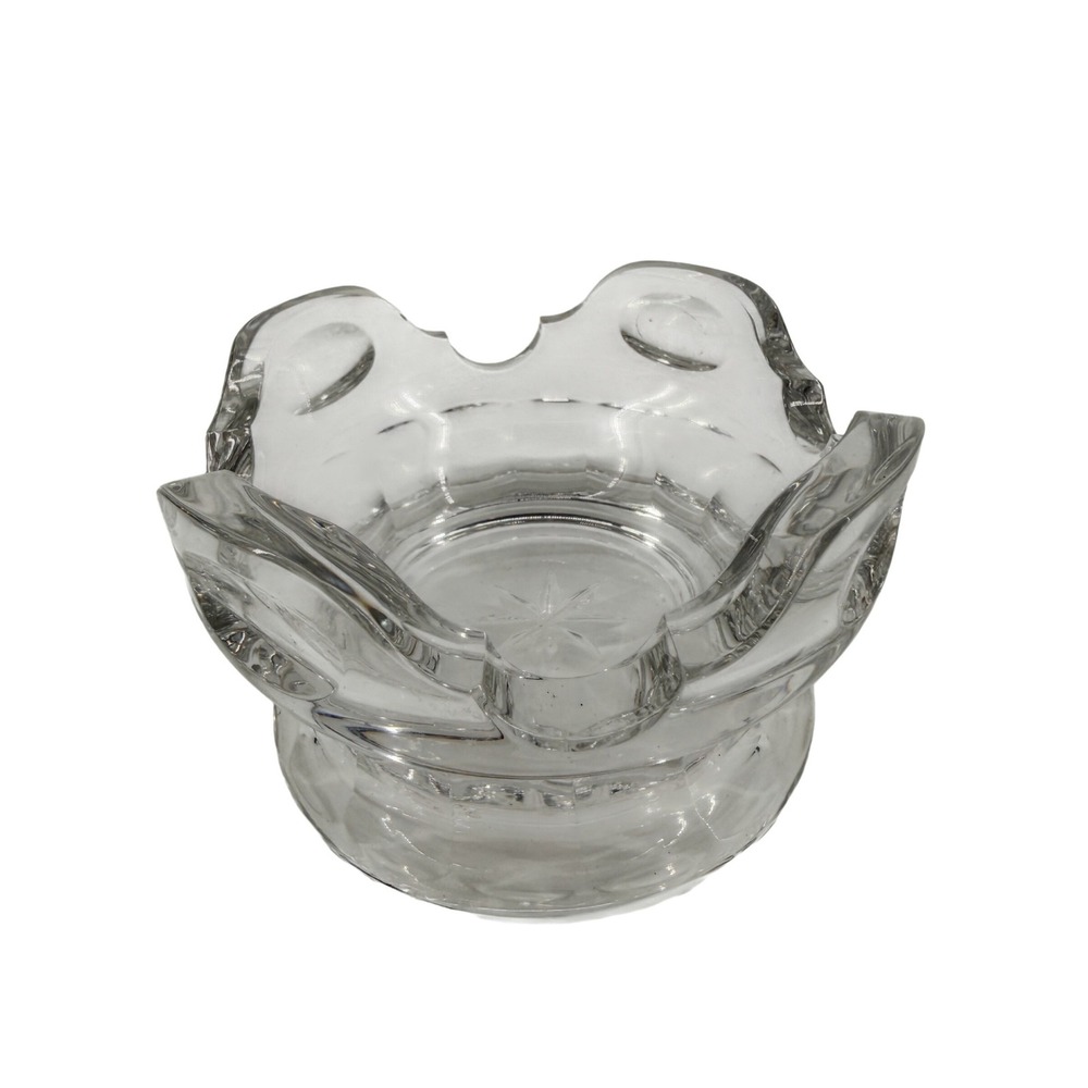 Vintage MCM Starburst Glass Ashtray Heavy Thumbprint Scalloped Rim Trinket Dish